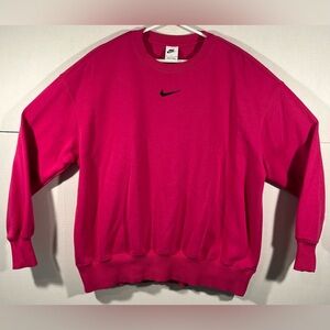 Nike Women's Phoenix Fleece Crew Sweatshirt Fireberry Oversize Center Swoosh